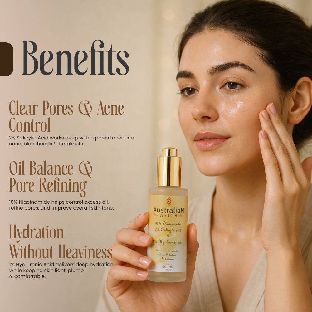 Australianweich, Niacinamide Salicylic Acid & Hyaluronic Acid Face Serum